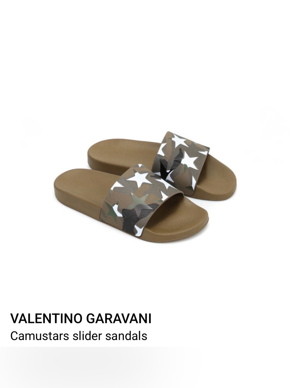 Valentino Garavani Camustar Camo Rubber Slide Sandals Olive Green Size 40 Summer